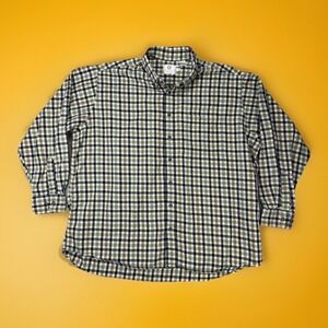 Viyella Flannel Shirt Mens XL Green Beige Plaid Wool Blend 80/20 Heritage Button